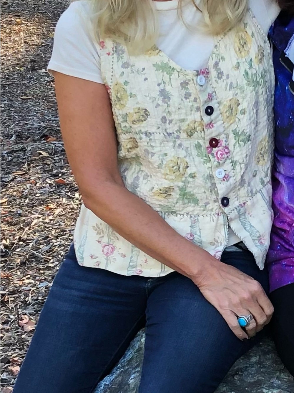 Magnolia Pearl Cream Floral Button Tank with Mixed Buttons - Picture 3 of 3